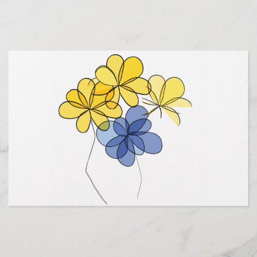 Gele en blauwe bloemen briefpapier (Voorkant)