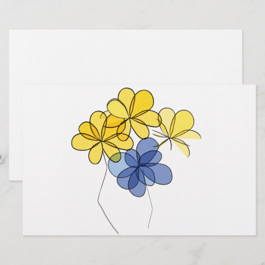 Gele en blauwe bloemen briefpapier (Voorkant / Achterkant)