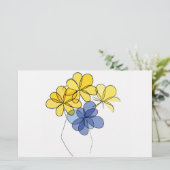 Gele en blauwe bloemen briefpapier (Staand voorkant)