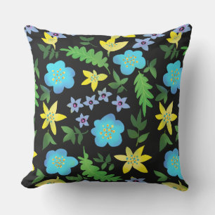 Gele en blauwe bloemen kussen