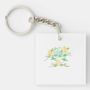 Gele en blauwe bloemen sleutelhanger