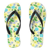 Gele en blauwe bloemen teenslippers (Voetbed)