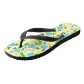 Gele en blauwe bloemen teenslippers (Schuin)