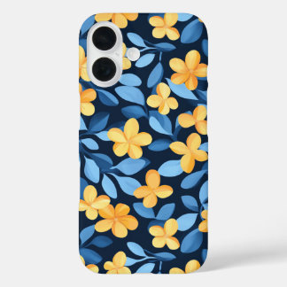 Gele en blauwe bloemen telefoonhoesje iPhone 16 hoesje