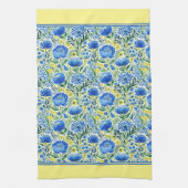 Gele en blauwe bloemen theedoek (Verticaal)