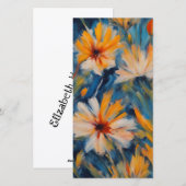 Gele en blauwe bloemenkunst feestdagenkaart (Voorkant / Achterkant)