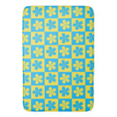 Gele en blauwe bloemige geruite plank badmat (Voorkant Verticaal)
