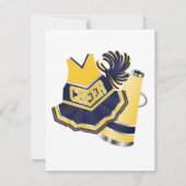Gele en blauwe Cheerleader Birthday Uitnodiging (Achterkant)