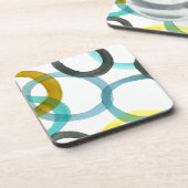 Gele en blauwe cirkels met elkaar verbinden bier onderzetter (Linkerzijde)
