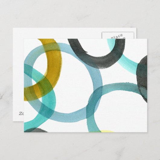 Gele en blauwe cirkels met elkaar verbinden briefkaart (Voorkant / Achterkant)