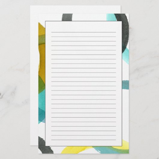 Gele en blauwe cirkels met elkaar verbinden briefpapier (Voorkant / Achterkant)