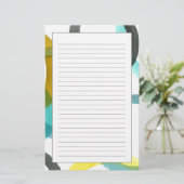 Gele en blauwe cirkels met elkaar verbinden briefpapier (Staand voorkant)