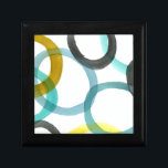 Gele en blauwe cirkels met elkaar verbinden cadeaudoosje<br><div class="desc">Een eenvoudige afdruk van het met elkaar verbinden van gele en blauwe cirkels door Megan Meagher. De witte achtergrond laat de kleuren van de cirkels pop. Koop vandaag nog uw exemplaar!</div>