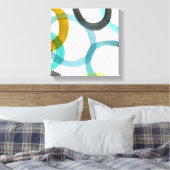 Gele en blauwe cirkels met elkaar verbinden canvas afdruk (Insitu (Slaapkamer))