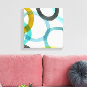 Gele en blauwe cirkels met elkaar verbinden canvas afdruk (Insitu (Woonkamer))