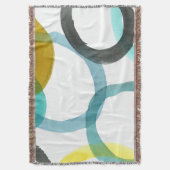 Gele en blauwe cirkels met elkaar verbinden deken (Voorkant Verticaal)