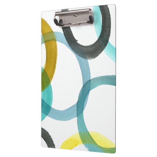 Gele en blauwe cirkels met elkaar verbinden klembord (Links)