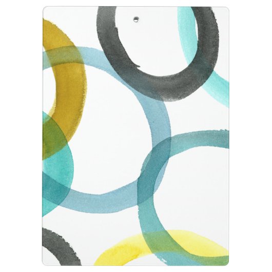 Gele en blauwe cirkels met elkaar verbinden klembord (Achterkant)