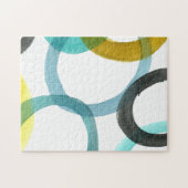 Gele en blauwe cirkels met elkaar verbinden legpuzzel (Horizontaal)