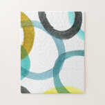 Gele en blauwe cirkels met elkaar verbinden legpuzzel<br><div class="desc">Een eenvoudige afdruk van het met elkaar verbinden van gele en blauwe cirkels door Megan Meagher. De witte achtergrond laat de kleuren van de cirkels pop. Koop vandaag nog uw exemplaar!</div>