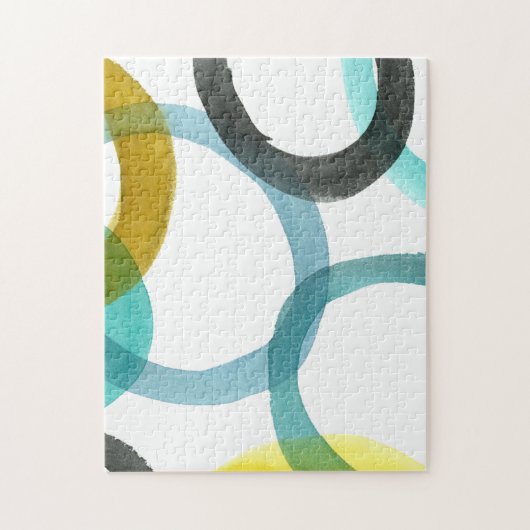 Gele en blauwe cirkels met elkaar verbinden legpuzzel (Verticaal)