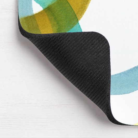 Gele en blauwe cirkels met elkaar verbinden muismat (Hoek)