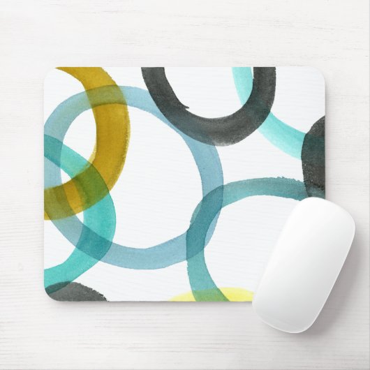 Gele en blauwe cirkels met elkaar verbinden muismat (Met muis)
