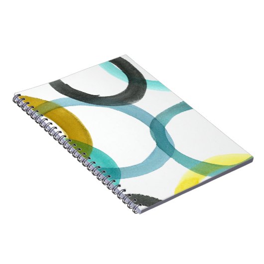 Gele en blauwe cirkels met elkaar verbinden notitieboek (Rechterzijde)