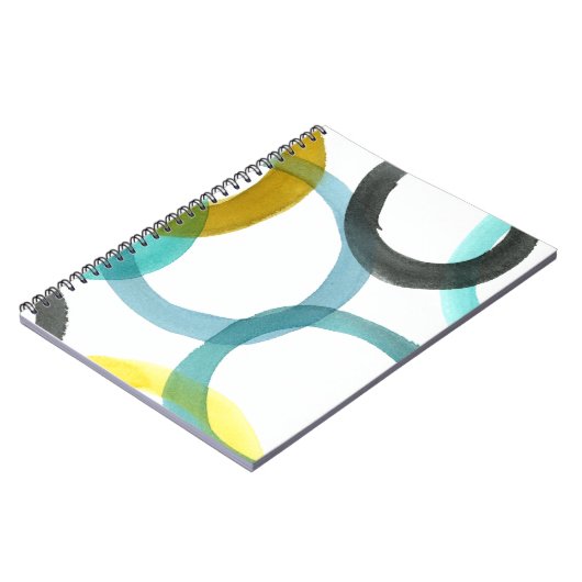 Gele en blauwe cirkels met elkaar verbinden notitieboek (Linkerzijde)