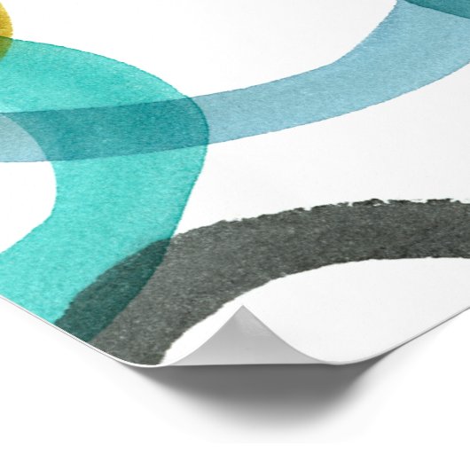 Gele en blauwe cirkels met elkaar verbinden poster (Hoek)