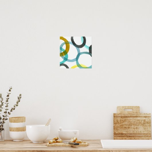 Gele en blauwe cirkels met elkaar verbinden poster (Keuken)