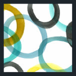 Gele en blauwe cirkels met elkaar verbinden poster<br><div class="desc">Een eenvoudige afdruk van het met elkaar verbinden van gele en blauwe cirkels door Megan Meagher. De witte achtergrond laat de kleuren van de cirkels pop. Koop vandaag nog uw exemplaar!</div>