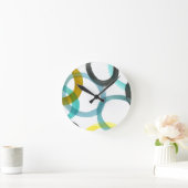 Gele en blauwe cirkels met elkaar verbinden ronde klok (Huis)