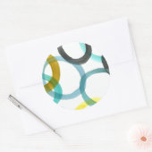 Gele en blauwe cirkels met elkaar verbinden ronde sticker (Envelop)