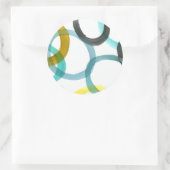 Gele en blauwe cirkels met elkaar verbinden ronde sticker (Tas)