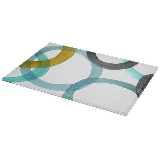 Gele en blauwe cirkels met elkaar verbinden snijplank (Hoek)