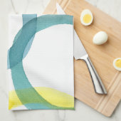 Gele en blauwe cirkels met elkaar verbinden theedoek (Quarter Fold)