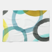 Gele en blauwe cirkels met elkaar verbinden theedoek (Horizontaal)