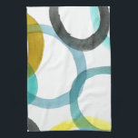 Gele en blauwe cirkels met elkaar verbinden theedoek<br><div class="desc">Een eenvoudige afdruk van het met elkaar verbinden van gele en blauwe cirkels door Megan Meagher. De witte achtergrond laat de kleuren van de cirkels pop. Koop vandaag nog uw exemplaar!</div>