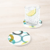 Gele en blauwe cirkels met elkaar verbinden zandsteen onderzetter (Zijkant)