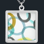Gele en blauwe cirkels met elkaar verbinden zilver vergulden ketting<br><div class="desc">Een eenvoudige afdruk van het met elkaar verbinden van gele en blauwe cirkels door Megan Meagher. De witte achtergrond laat de kleuren van de cirkels pop. Koop vandaag nog uw exemplaar!</div>