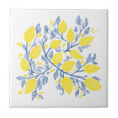 Gele en blauwe citroenwijnstokken tegel tegeltje (Voorkant)