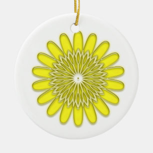 gele en blauwe digitale bloem patroon Kerstmis Keramisch Ornament