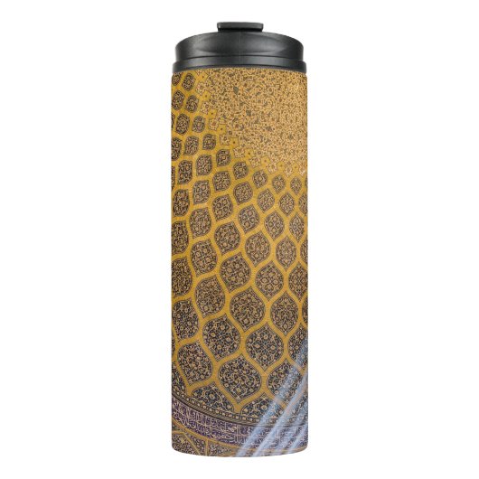 Gele en blauwe florale textiel thermosbeker (Voorkant)
