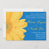Gele en blauwe Gerber Daisy Wedding Invitation Kaart (Voorkant)