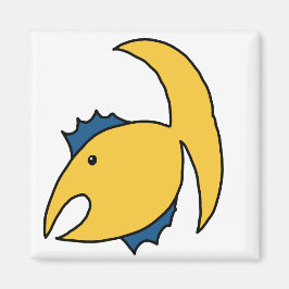 Gele en blauwe grillige vis magneet