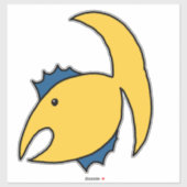 Gele en blauwe grillige vis sticker (Vel)