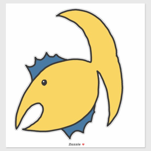 Gele en blauwe grillige vis sticker (Vel)