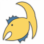 Gele en blauwe grillige vis sticker (Voorkant)