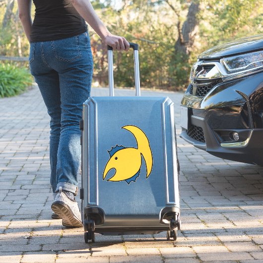 Gele en blauwe grillige vis sticker (Koffer Insitu)